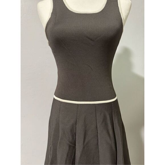 Parker Darla knit racerback pleated skater sleeveless dress in Dusk Cambo S - Picture 10 of 10